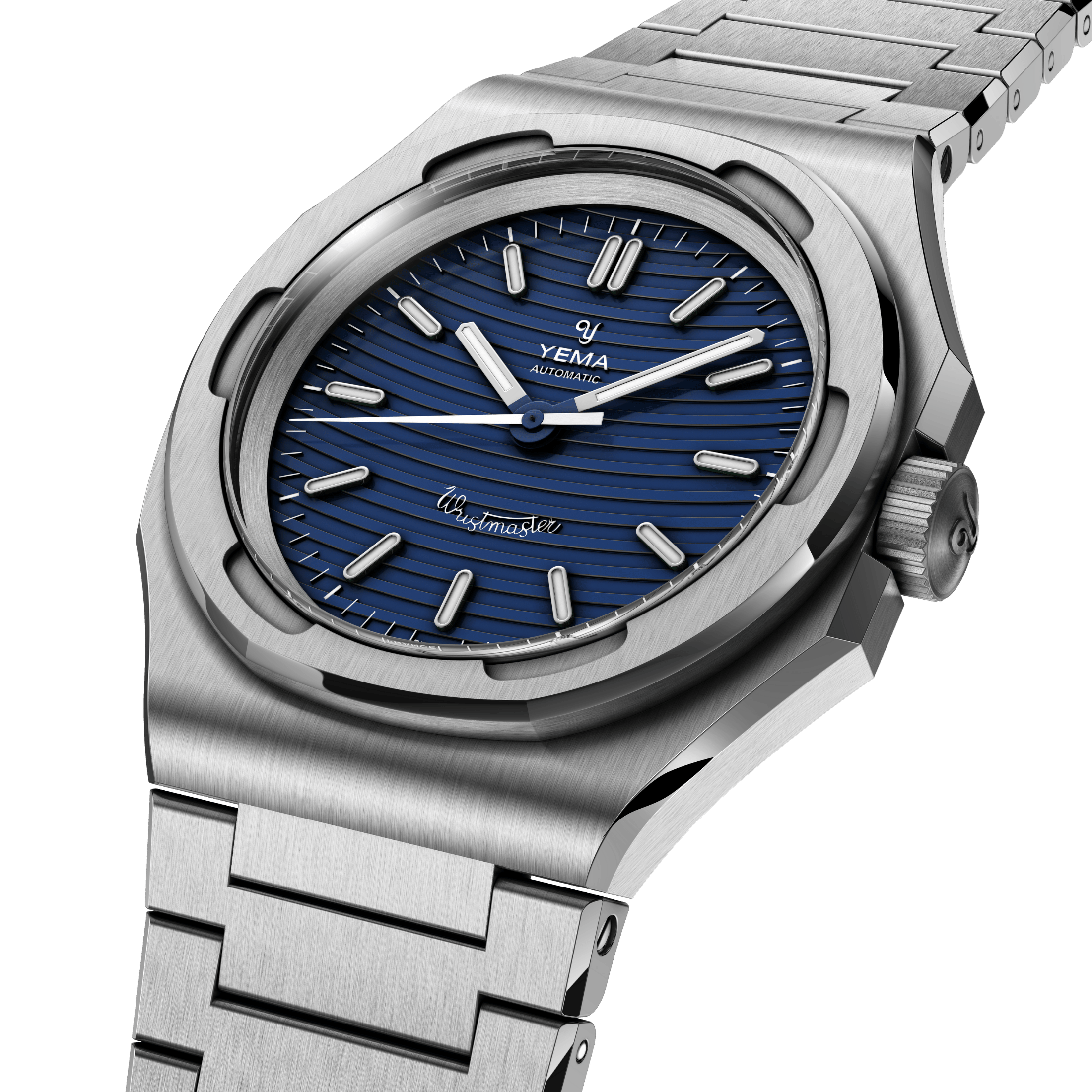 Yema Wristmaster Traveller Micro-Rotor automatic blue dial steel bracelet 39 mm