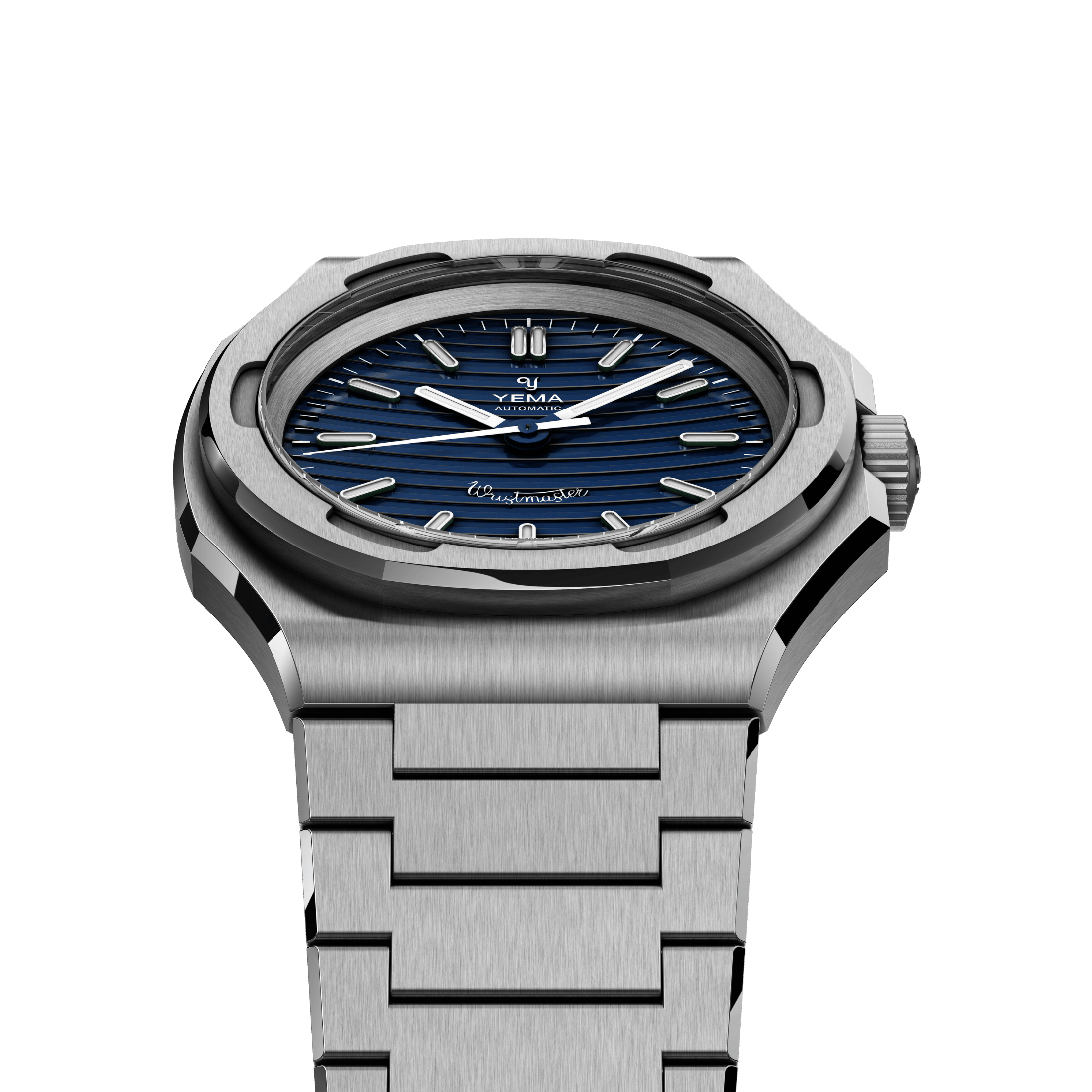 Yema Wristmaster Traveller Micro-Rotor automatic blue dial steel bracelet 39 mm