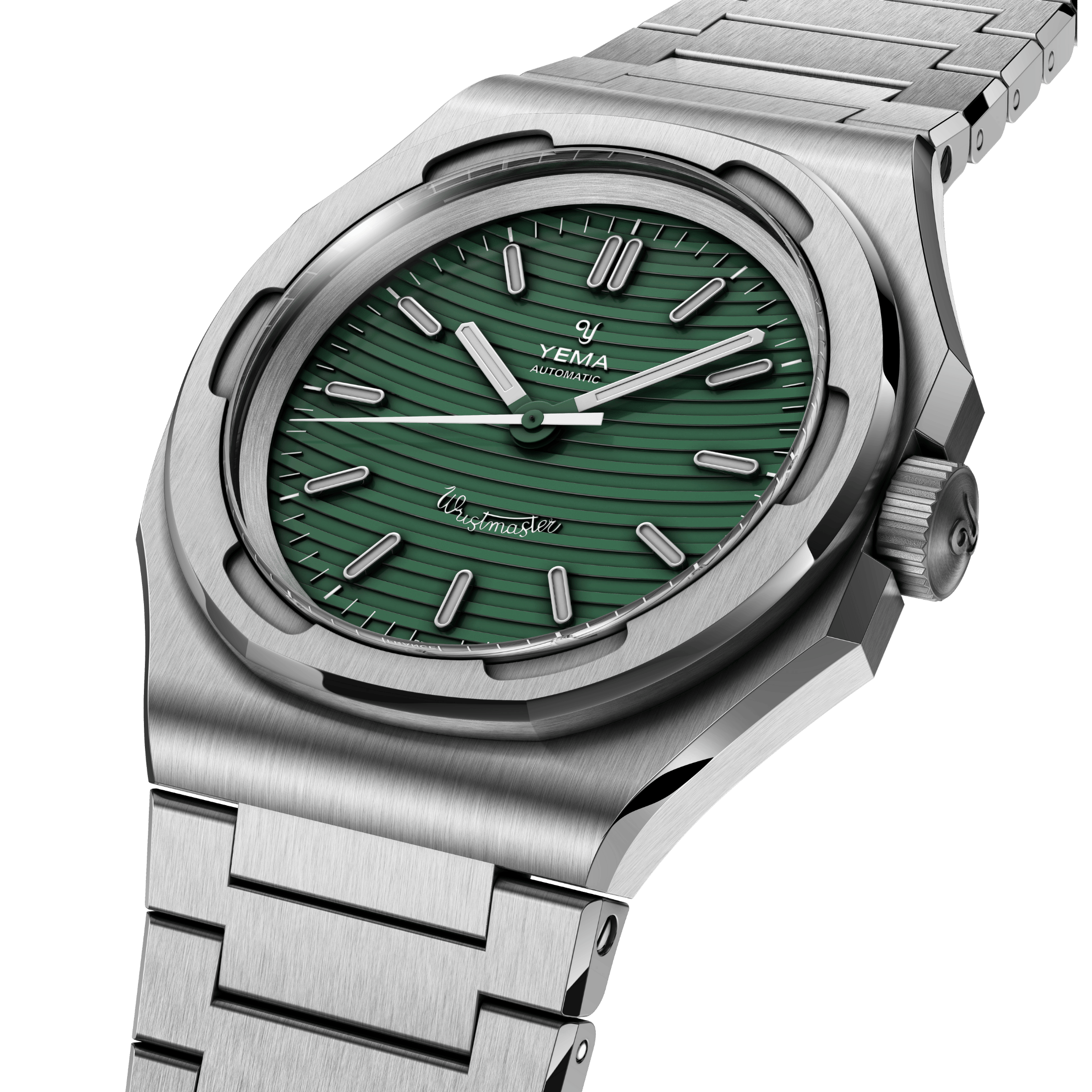 Montre Yema Wristmaster Traveller Micro-Rotor automatique cadran vert bracelet acier 39 mm