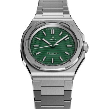 Yema Wristmaster Traveller Micro-Rotor automatic green dial steel bracelet 39 mm