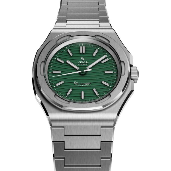 Yema Wristmaster Traveller Micro-Rotor automatic green dial steel bracelet 39 mm