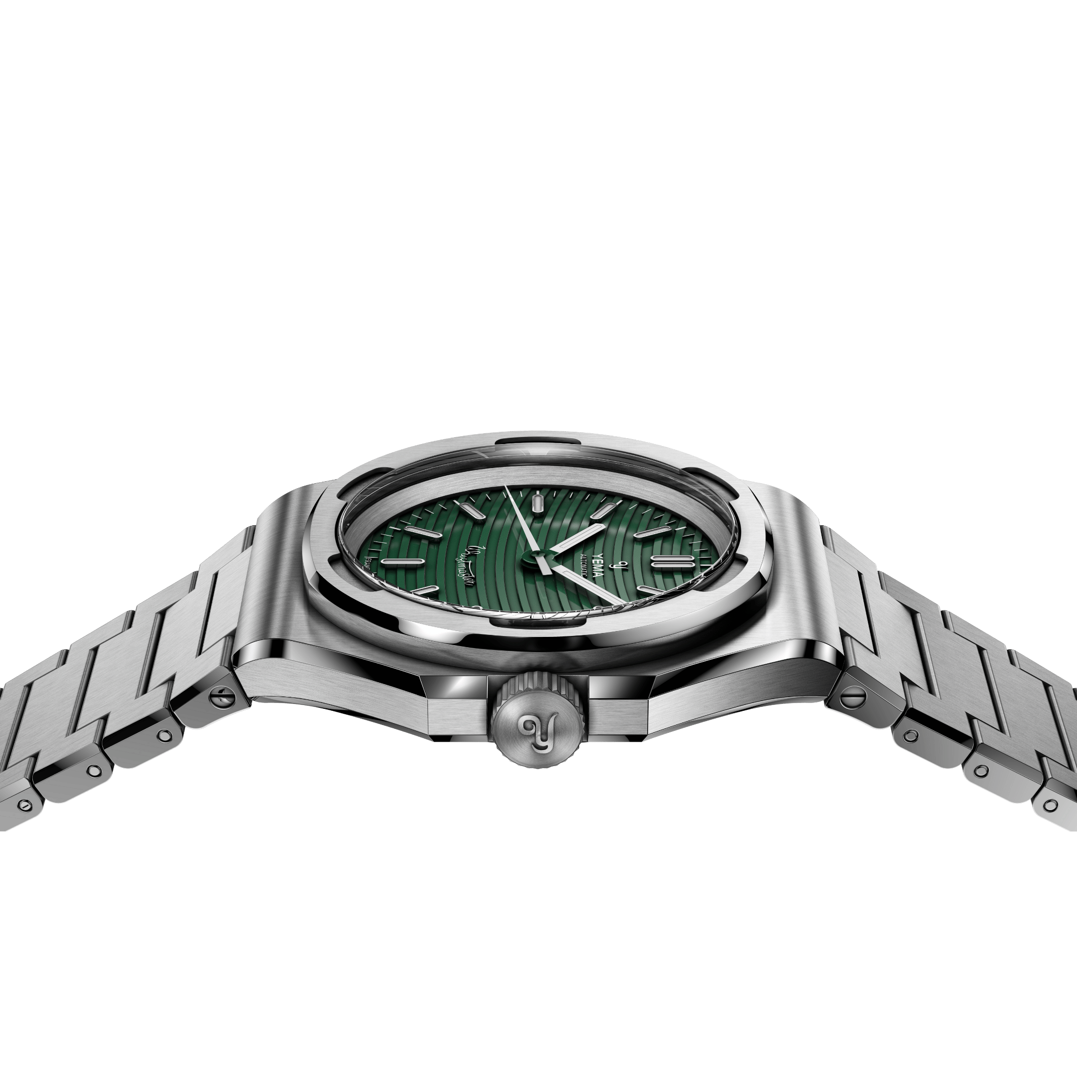 Montre Yema Wristmaster Traveller Micro-Rotor automatique cadran vert bracelet acier 39 mm