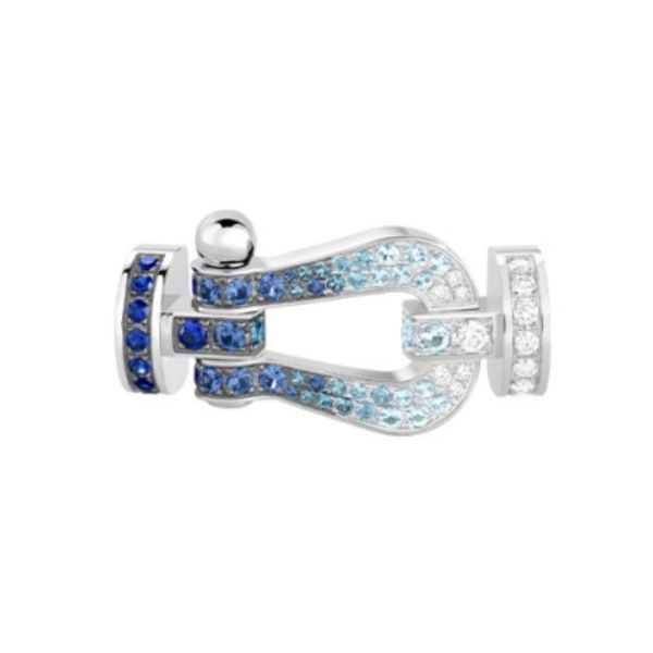 Fred Force 10 large model buckle in white gold and sapphire pavement