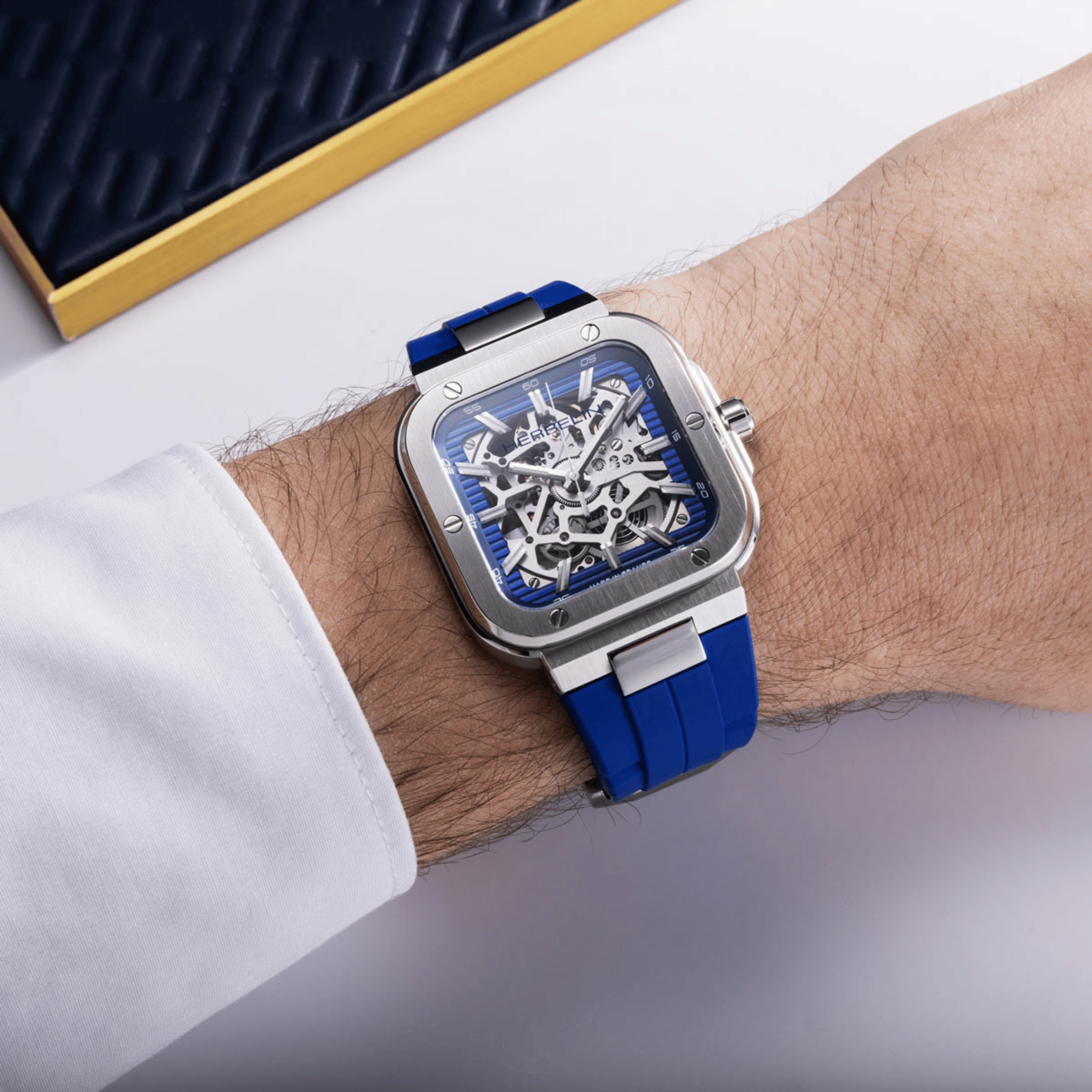 Herbelin Cap Camarat Skeleton Automatic Blue rubber strap 39 x 39 mm