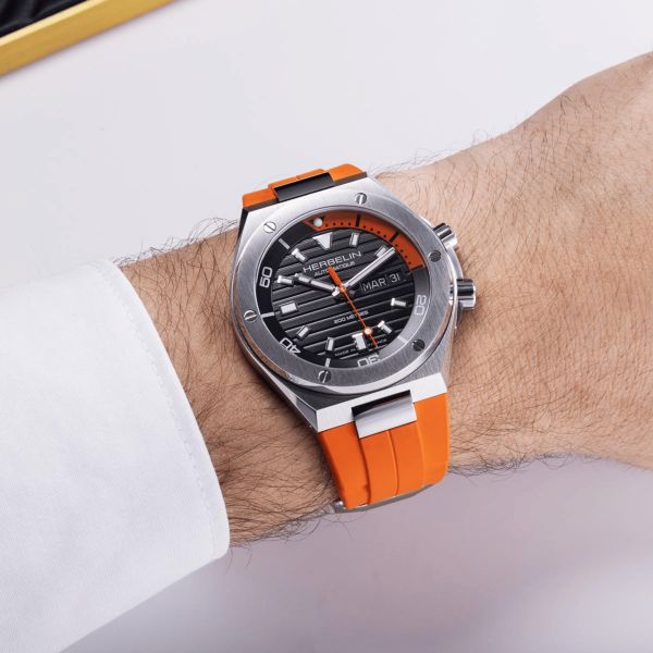 Herbelin Cap Camarat Diver Automatic black dial orange FKM rubber strap 42 mm
