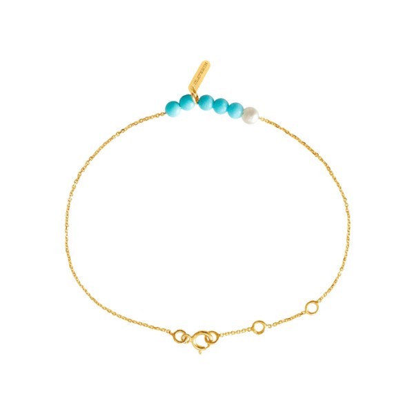 Bracelet Claverin Rosary en or jaune et perles turquoises