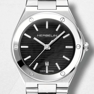 Herbelin Cap Camarat quartz black mother-of-pearl dial steel bracelet 33 mm