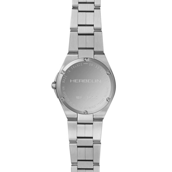 Montre Herbelin Cap Camarat quartz cadran nacre noire bracelet acier 33 mm
