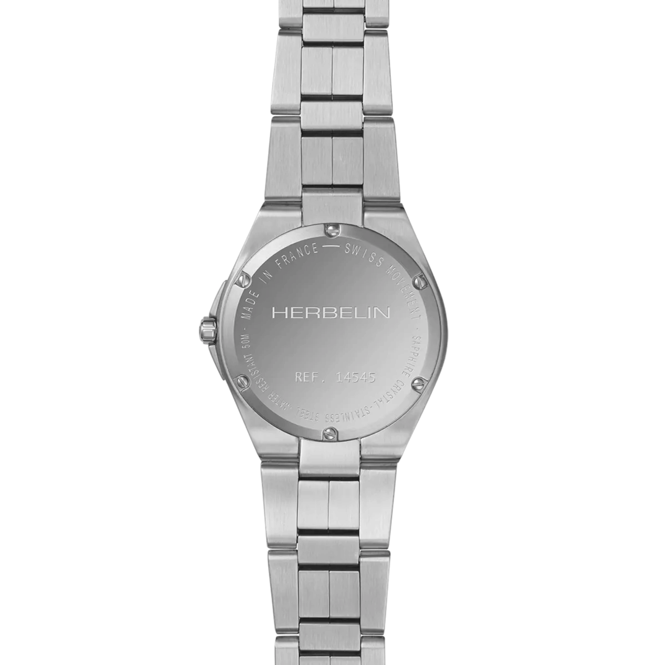Montre Herbelin Cap Camarat quartz cadran nacre noire bracelet acier 33 mm