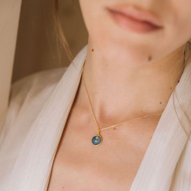 Médaille Augis Amour L'Originale Mini Bleue en or jaune