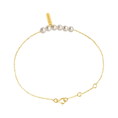 Bracelet Claverin Rosary en or jaune et perles blanches