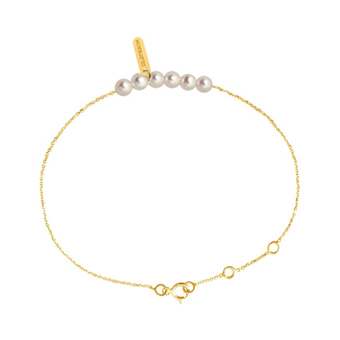 Bracelet Claverin Rosary en or jaune et perles blanches