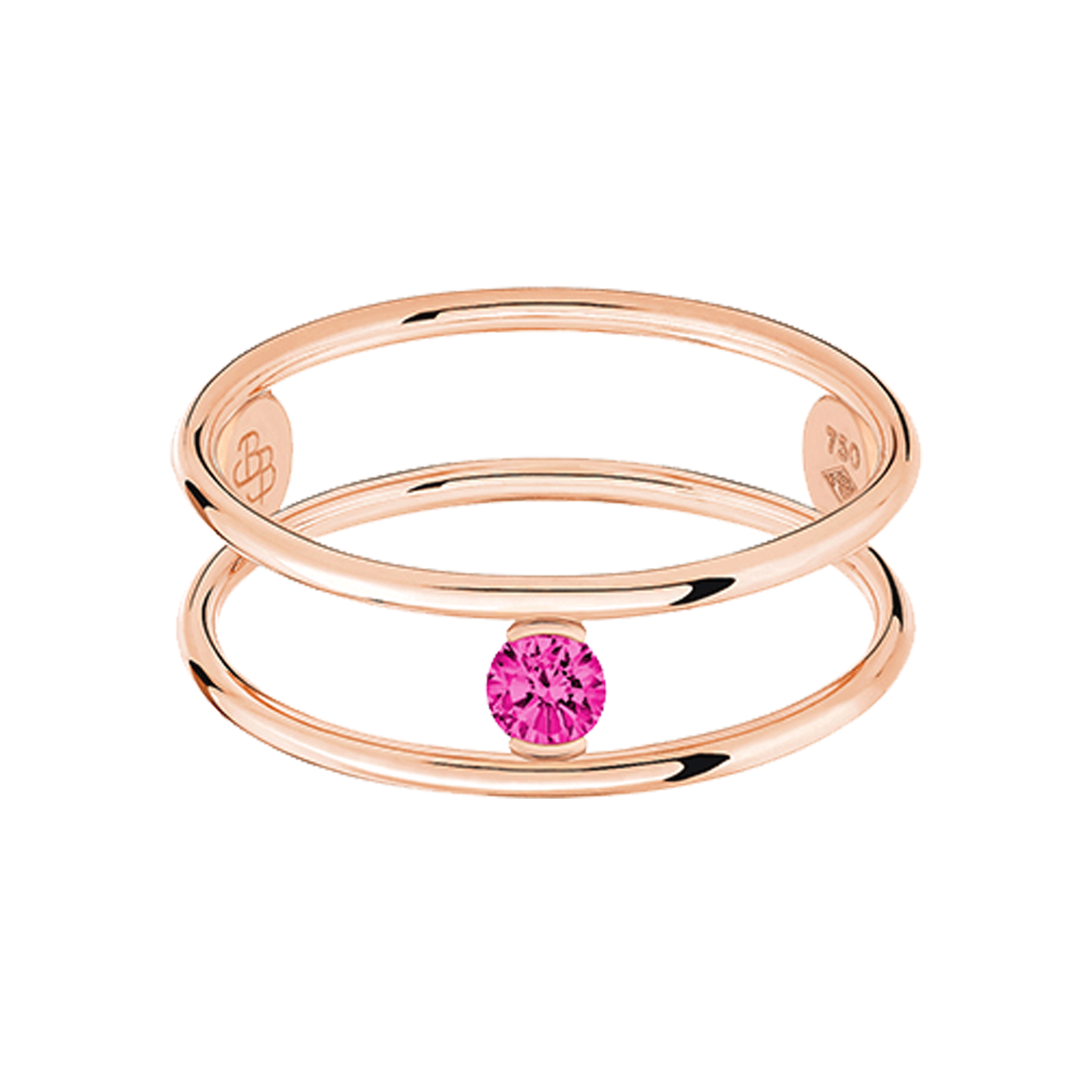 La Brune et La Blonde Hula Hoop ring in pink gold and 0.12 carat ruby solitaire RI0015PGRU