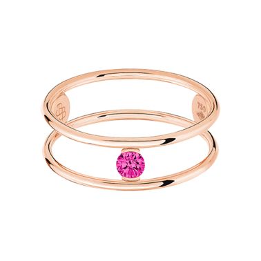 La Brune et La Blonde Hula Hoop ring in pink gold and 0.12 carat ruby solitaire RI0015PGRU