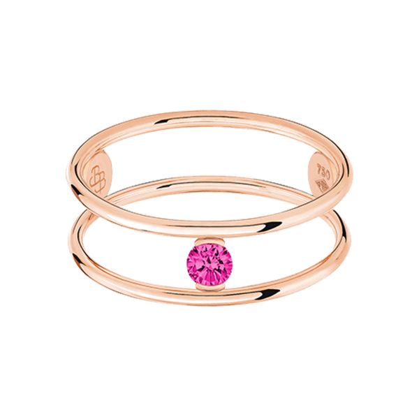 La Brune et La Blonde Hula Hoop ring in pink gold and 0.12 carat ruby solitaire RI0015PGRU