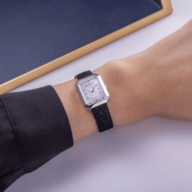 Herbelin Octogône Rectangle quartz white mother-of-pearl dial leather strap 20,40 x 26,40 mm