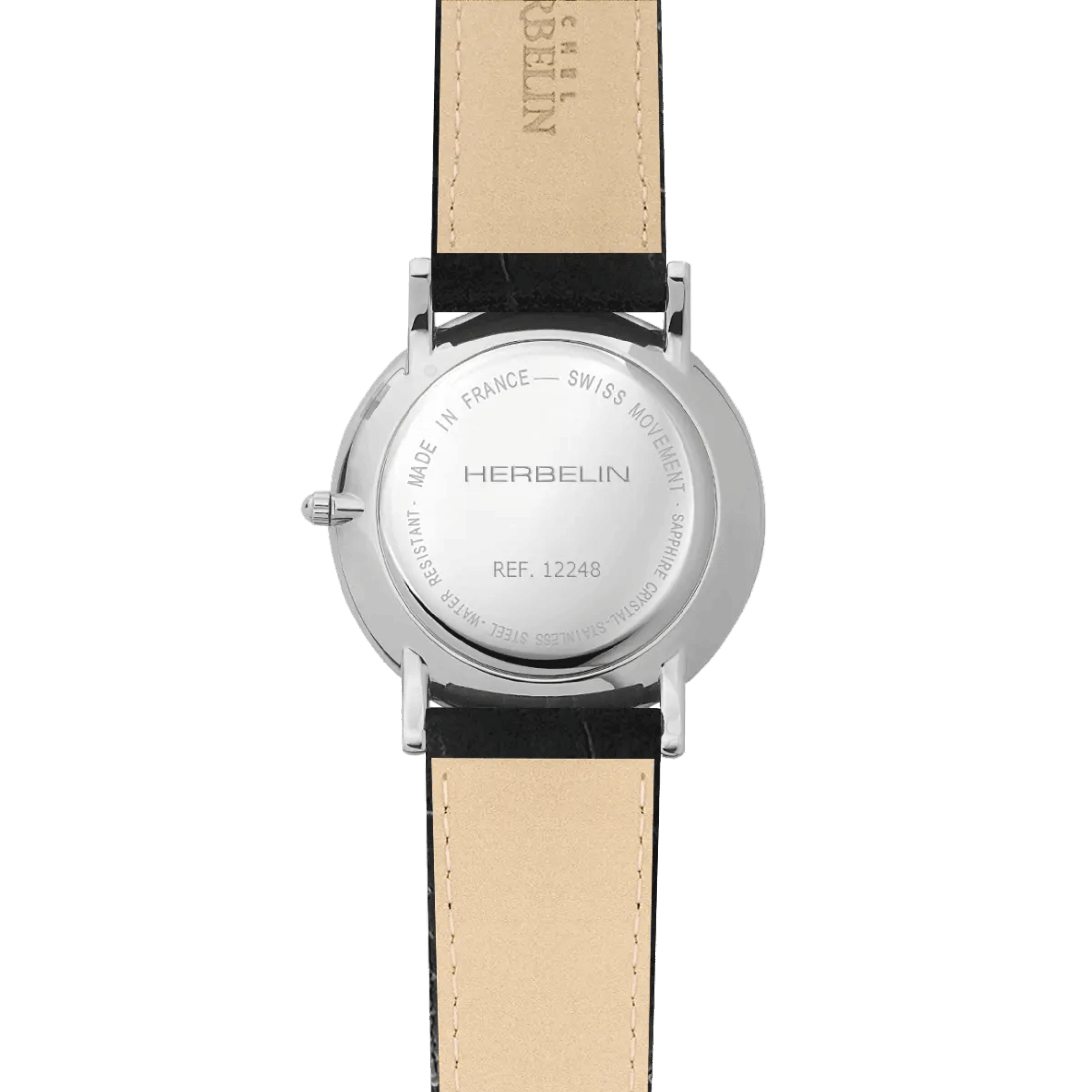 Herbelin Classique quartz silver dial leather strap 38 mm