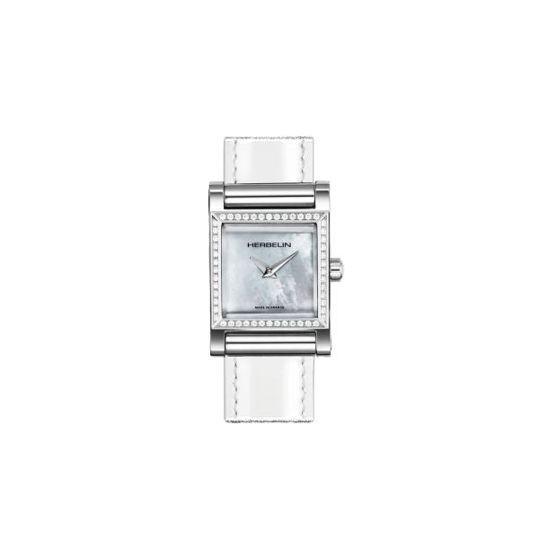 Boîtier Herbelin Antarès Carré Diamants quartz cadran nacré 19 x 19 mm