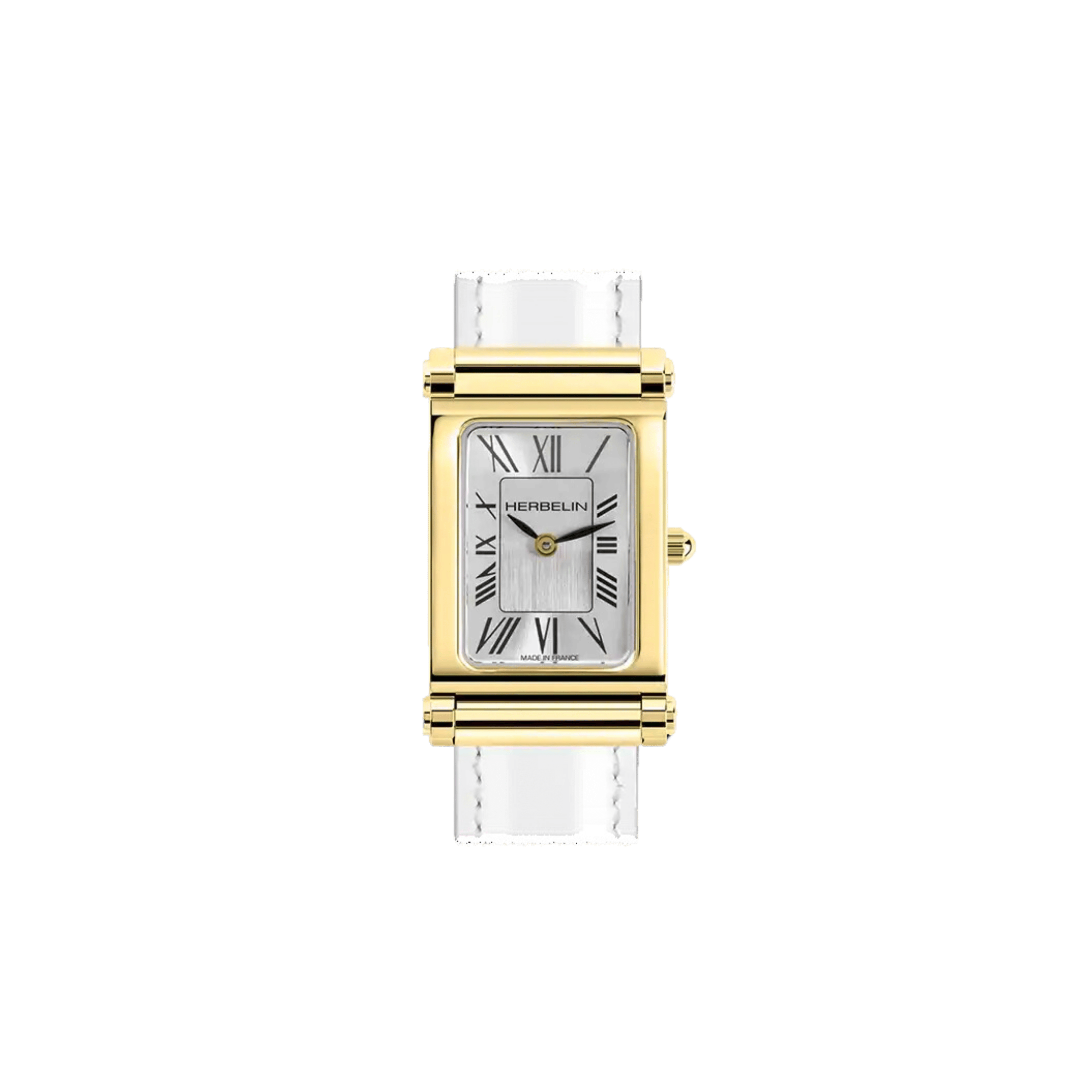 Case Herbelin Antarès Galbé PVD yellow gold quartz silver dial 24 x 19 mm