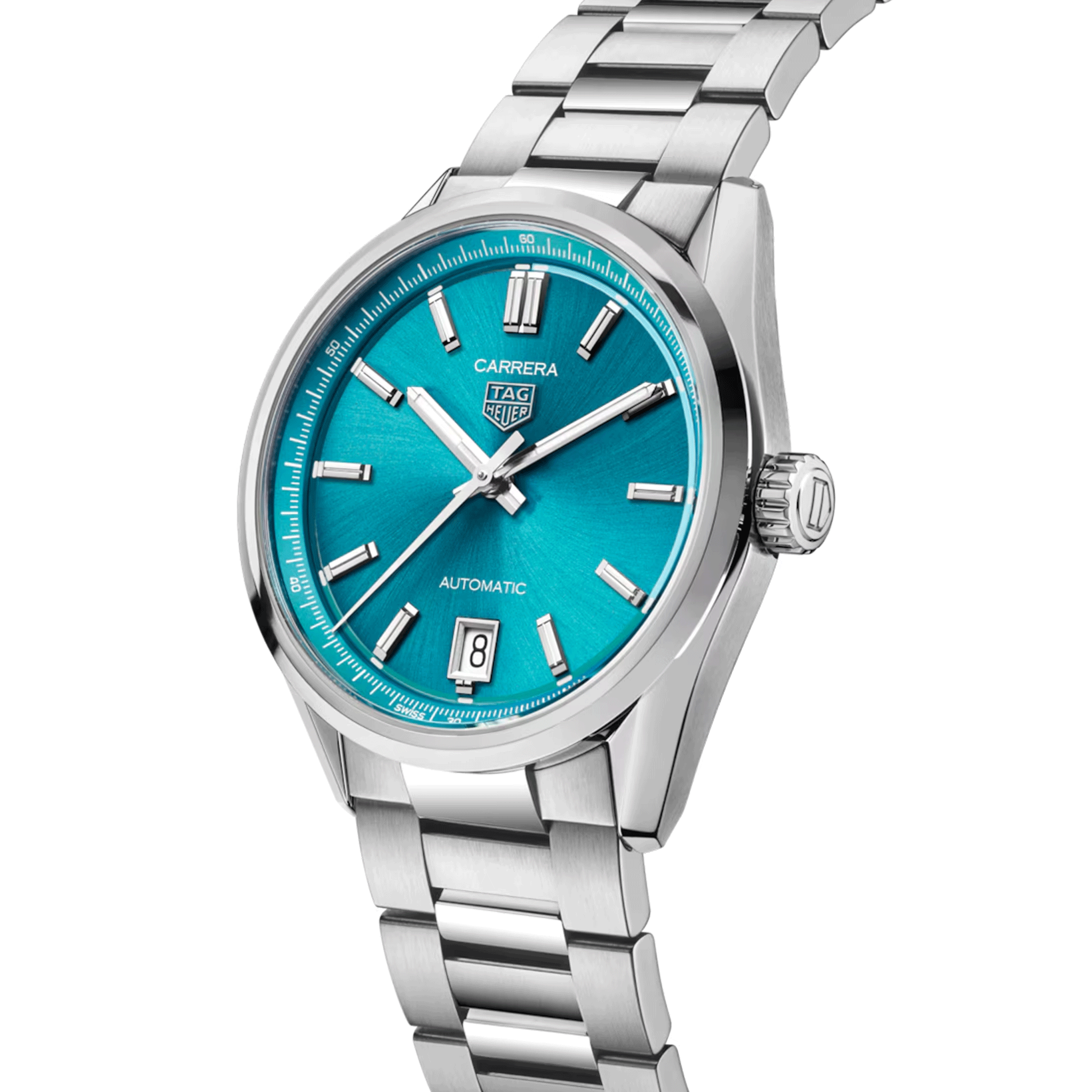 TAG Heuer Carrera automatic watch turquoise blue dial steel bracelet 36 mm WBN2316.BA0001
