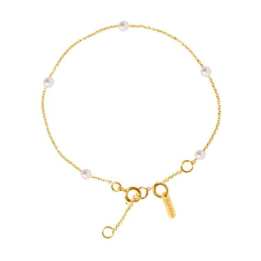 Bracelet Claverin Give Me Five en or jaune et perles blanches