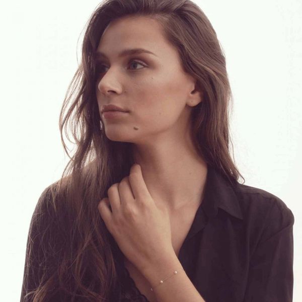 Bracelet Claverin Give Me Five en or jaune et perles blanches