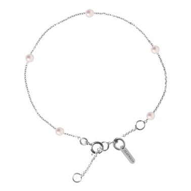 Bracelet Claverin Give Me Five en or blanc et perles blanches