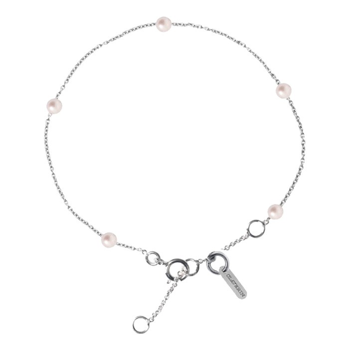 Bracelet Claverin Give Me Five en or blanc et perles blanches