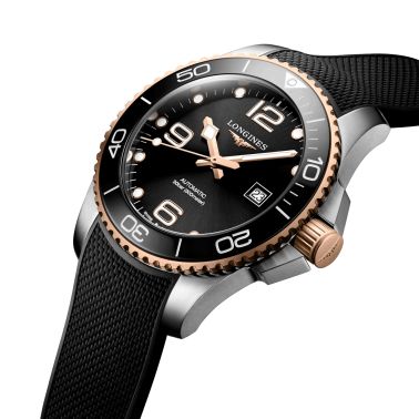 Longines HydroConquest automatic watch black dial black rubber strap 43 mm L3.782.3.58.9
