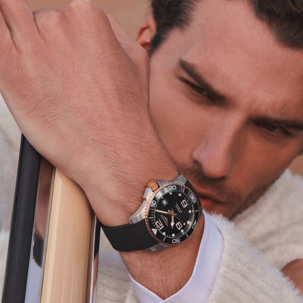 Longines HydroConquest automatic watch black dial black rubber strap 43 mm L3.782.3.58.9