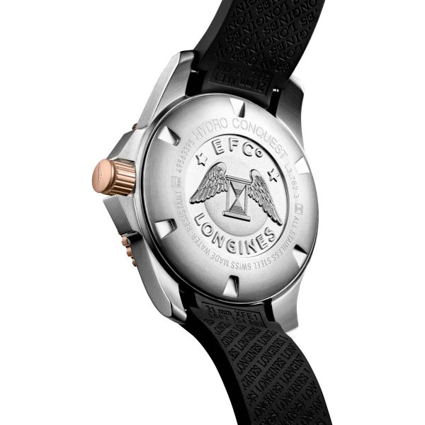Longines HydroConquest automatic watch black dial black rubber strap 43 mm L3.782.3.58.9