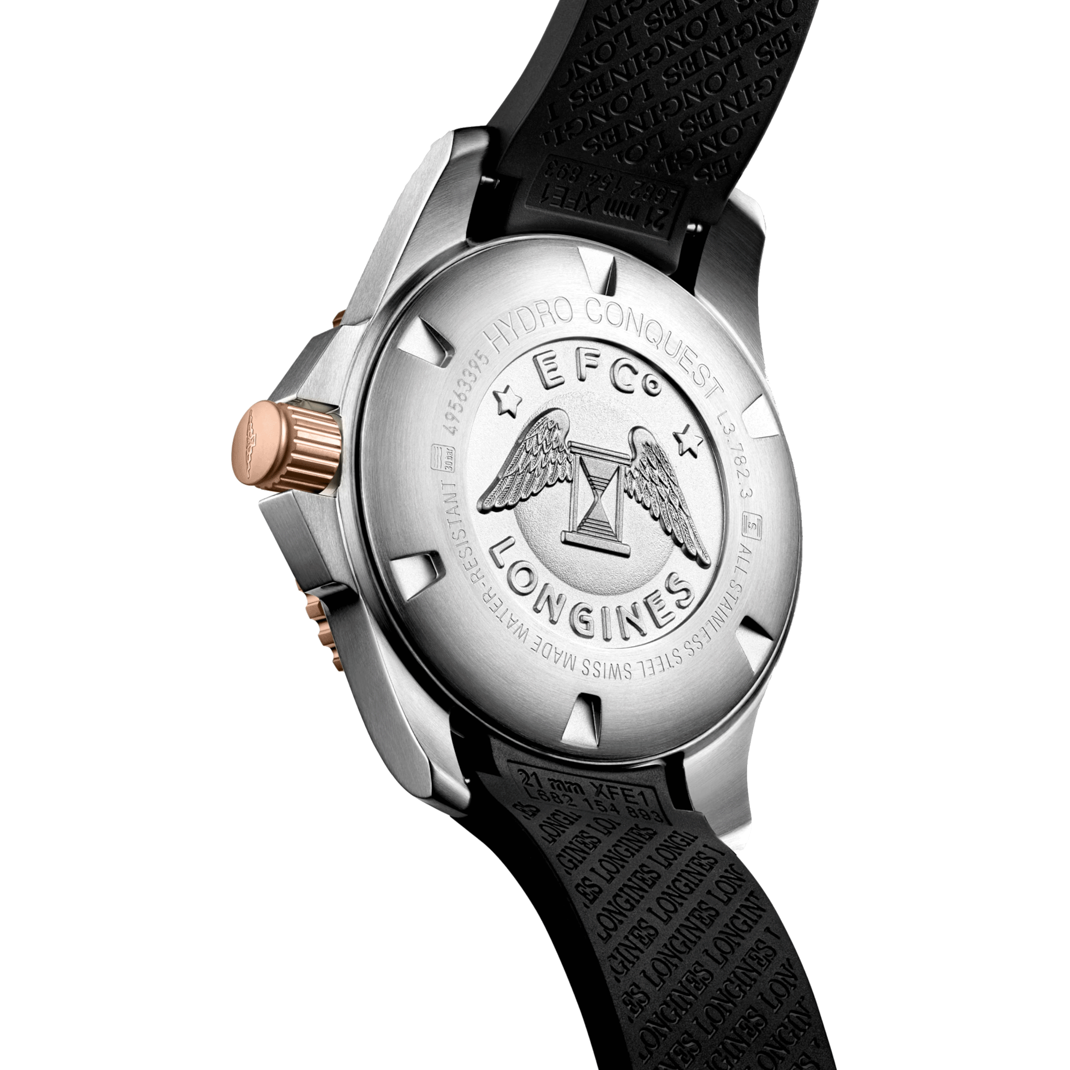 Longines HydroConquest automatic watch black dial black rubber strap 43 mm L3.782.3.58.9