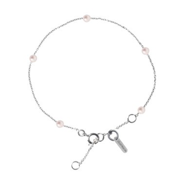Bracelet Claverin Give Me Five en or blanc et perles blanches