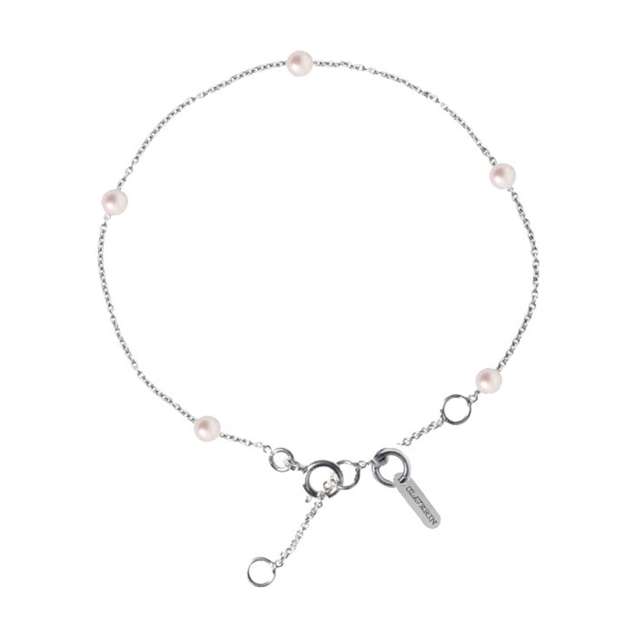 Bracelet Claverin Give Me Five en or blanc et perles blanches