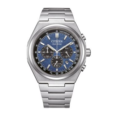 Citizen Super Titanium Chronograph Quartz Eco-Drive blue dial titanium bracelet 42,5 mm