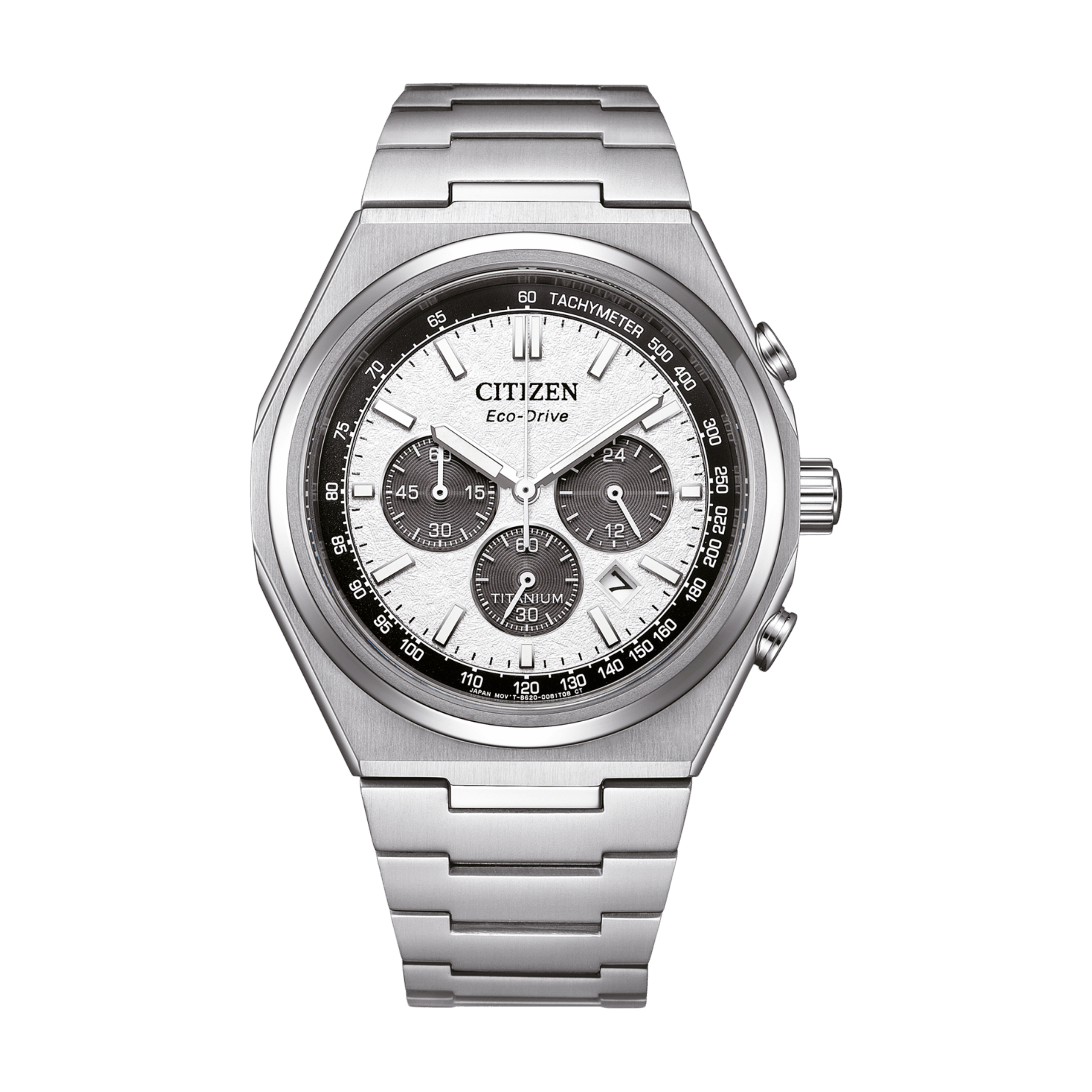 Citizen Super Titanium Chronograph Quartz Eco-Drive white dial titanium bracelet 42,5 mm
