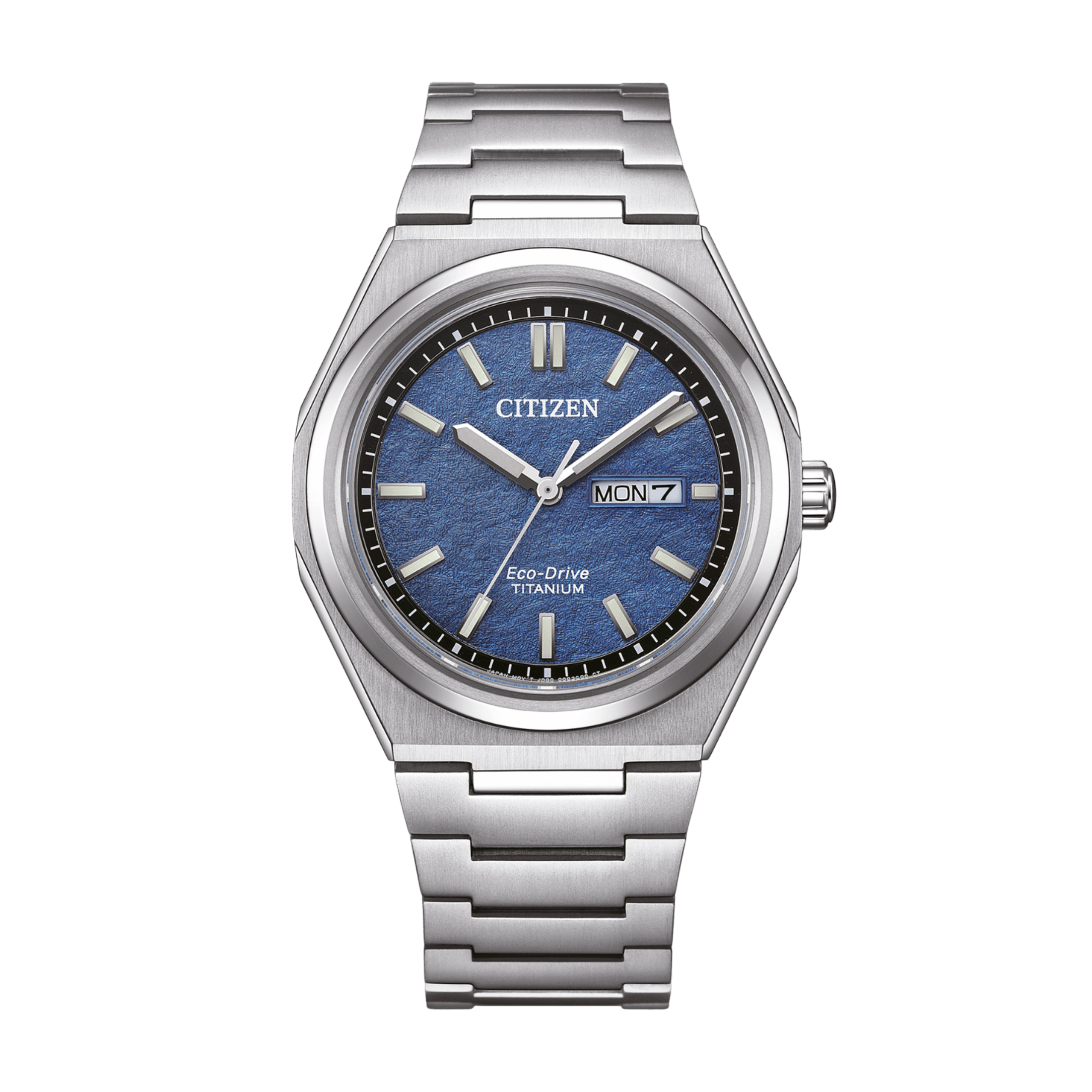 Citizen Super Titanium Day-Date Eco-Drive blue dial titanium bracelet 39,5 mm