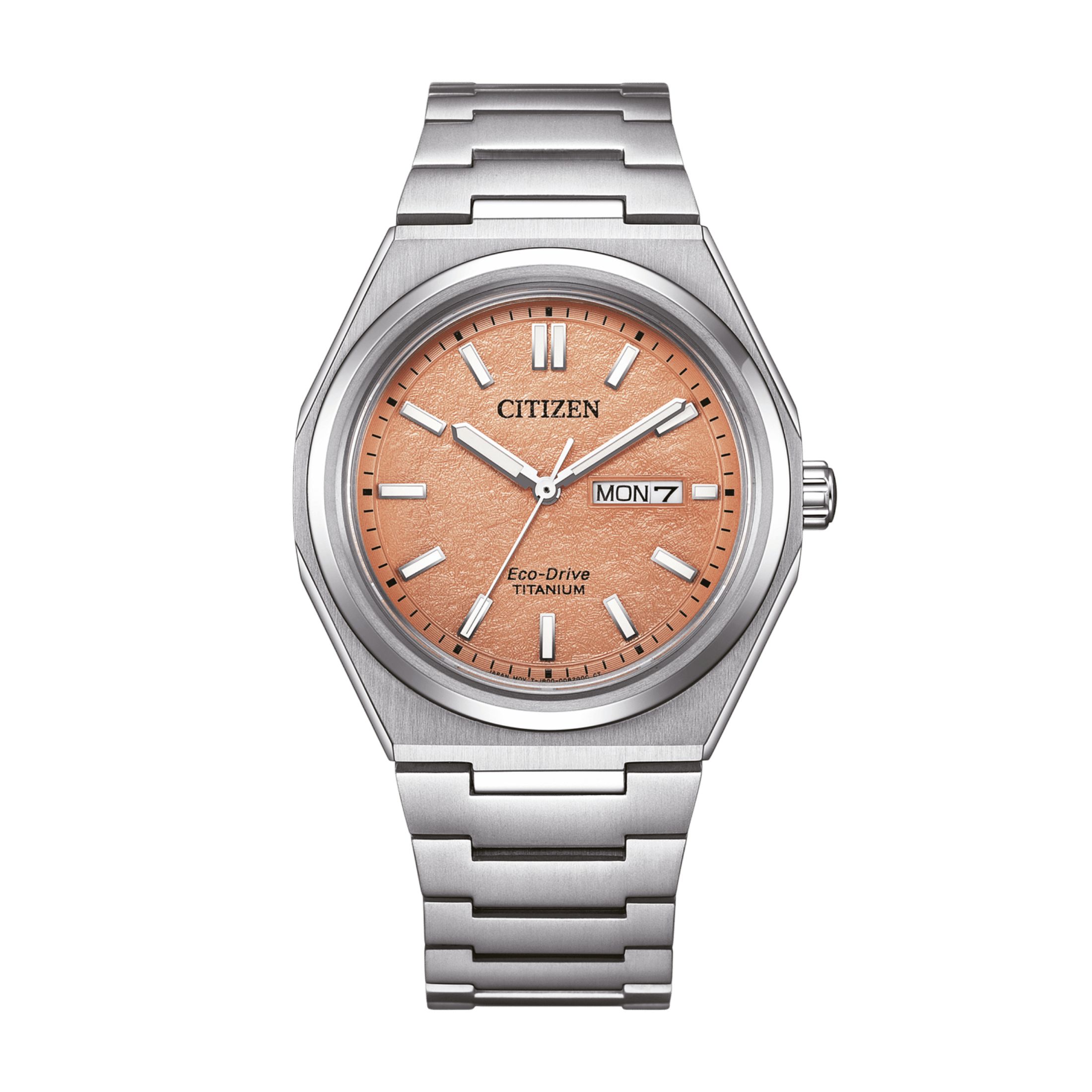 Citizen Super Titanium Day-Date Salmon AW0130-85ZE Lepage
