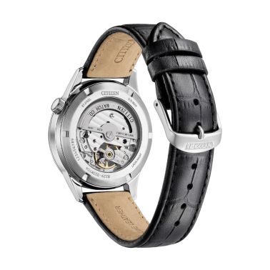 Citizen Platform Elegance Open Heart automatic black dial leather strap 40 mm