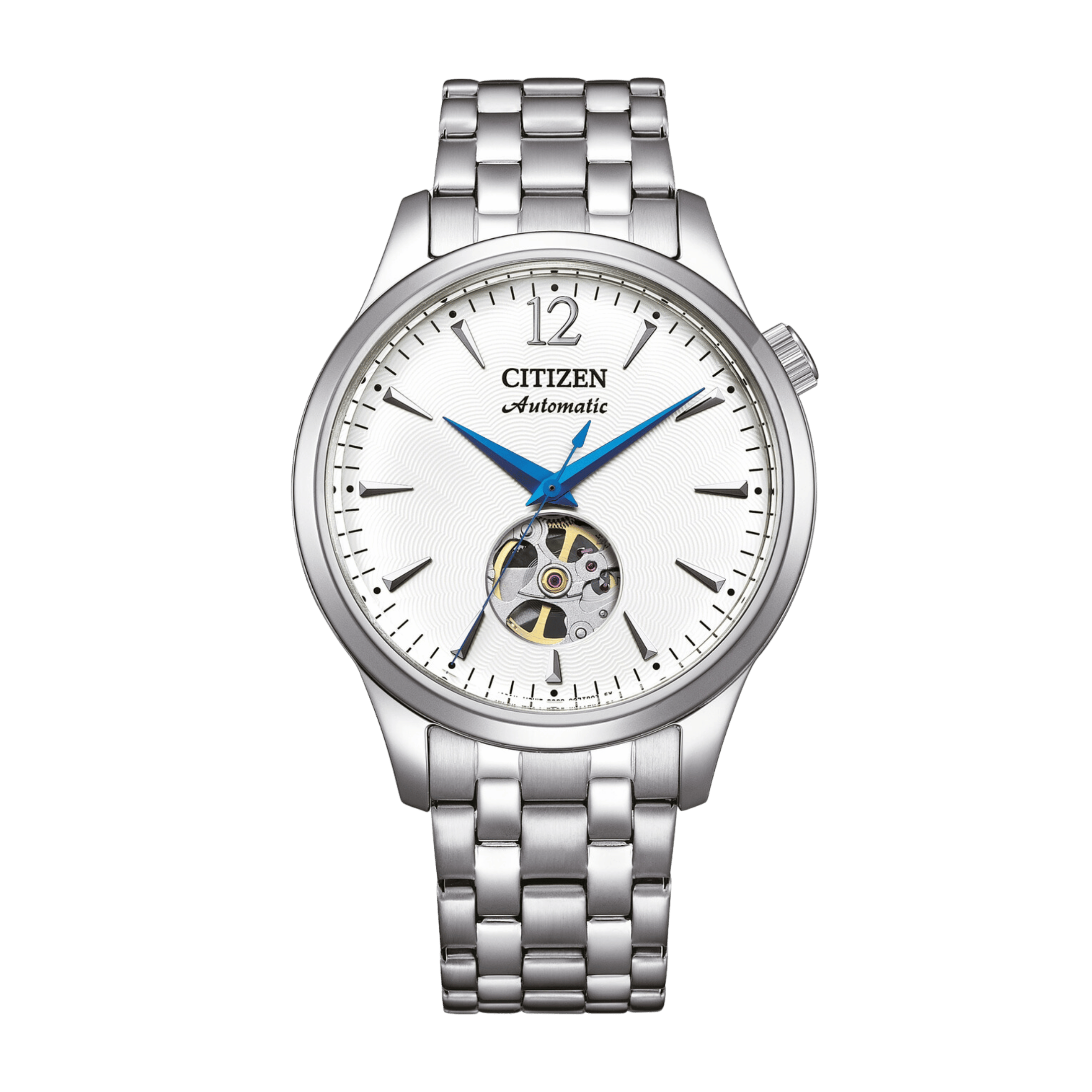 Montre Citizen Platform Elegance Open Heart automatique cadran blanc bracelet acier 40 mm