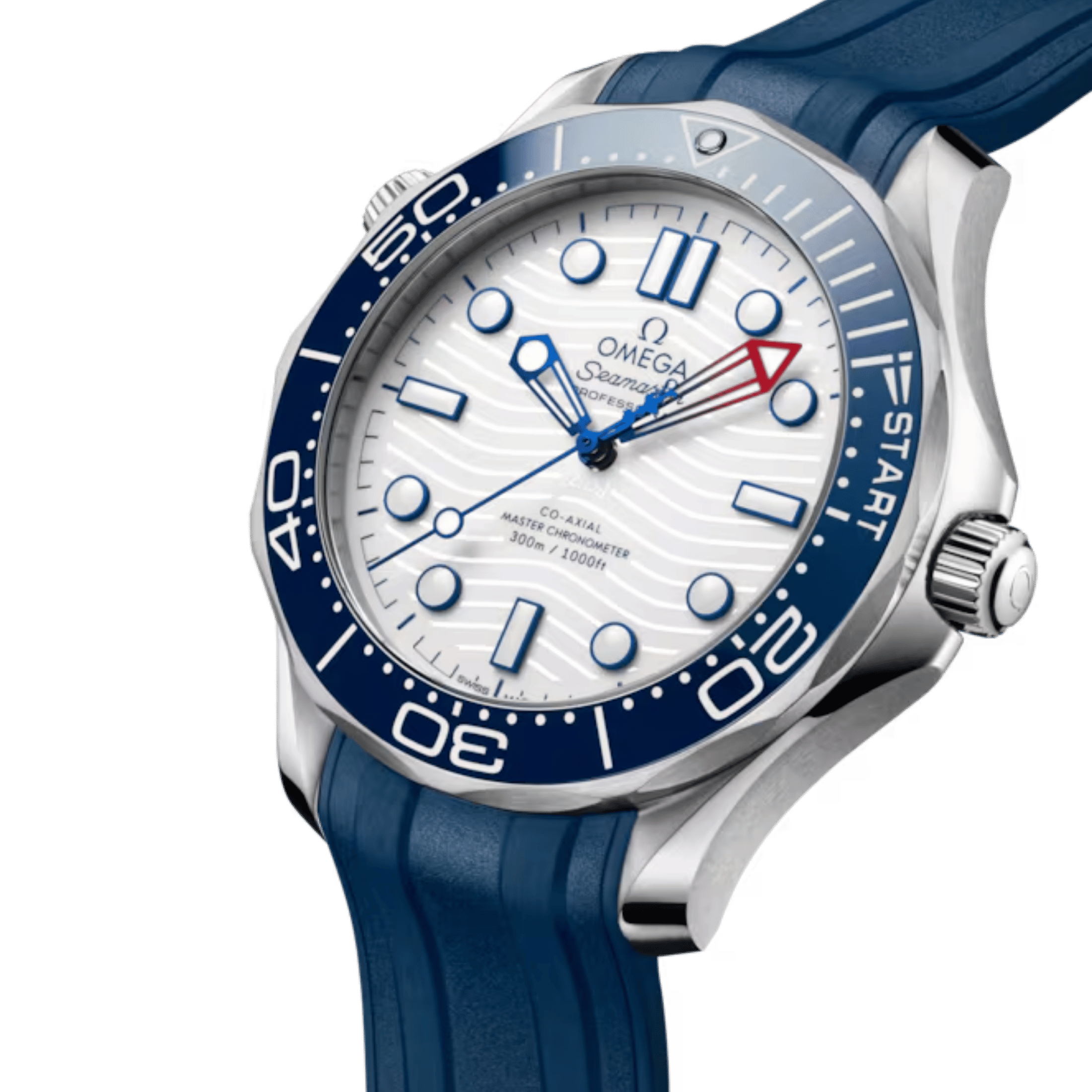 Omega Seamaster Diver 300M America’s Cup Co-Axial Master Chronometer white dial rubber strap 42 mm