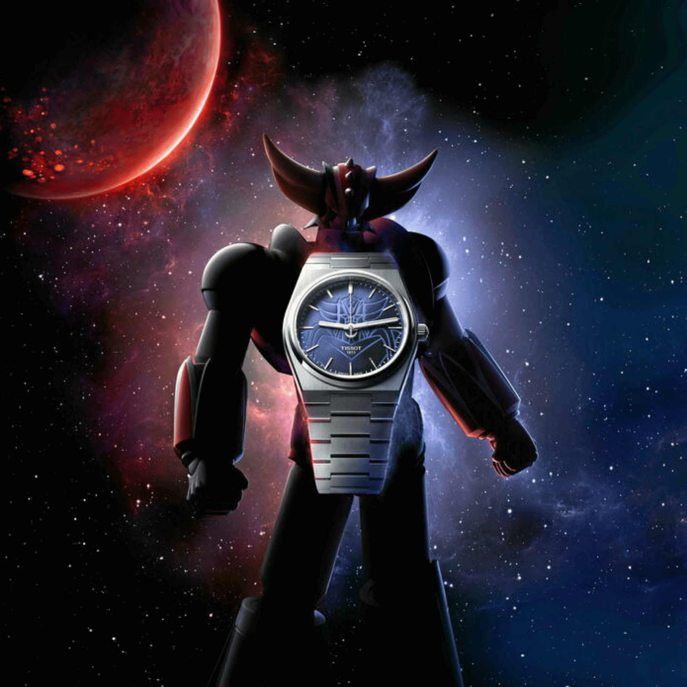 Montre Tissot PRX "UFO Robot Goldorak" Powermatic 80 automatique cadran bleu bracelet acier 40 mm