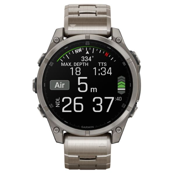 Garmin Fenix 8 AMOLED Sapphire Titanium - Titanium and black silicon strap 47 mm watch