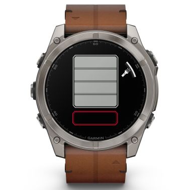 Garmin Fenix 8 AMOLED Sapphire Titanium Titanium watch brown leather and black silicone straps 51 mm