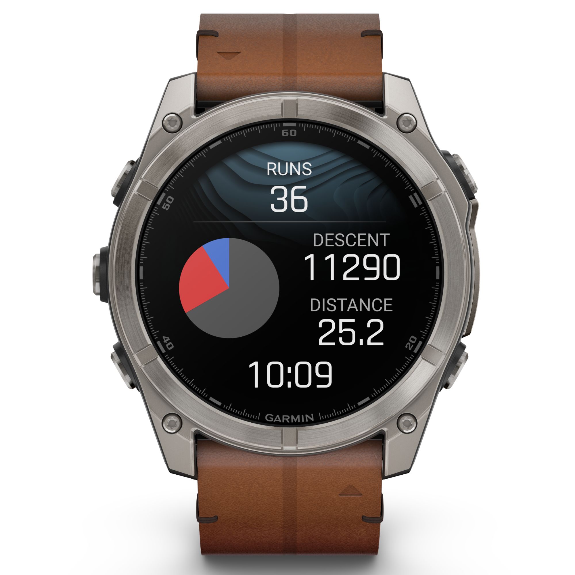Garmin Fenix 8 AMOLED Sapphire Titanium Titanium watch brown leather and black silicone straps 51 mm