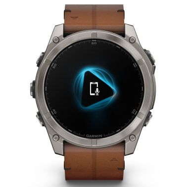 Garmin Fenix 8 AMOLED Sapphire Titanium Titanium watch brown leather and black silicone straps 51 mm