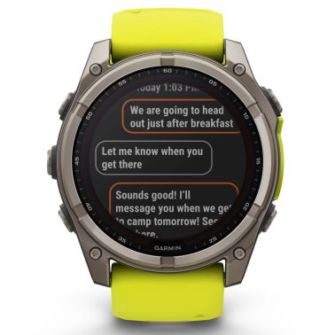 Garmin Fenix 8 Sapphire Solar Edition Titanium Titanium watch yellow/graphite silicone strap 51 mm