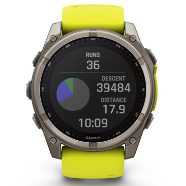 Garmin Fenix 8 Sapphire Solar Edition Titanium Titanium watch yellow/graphite silicone strap 51 mm