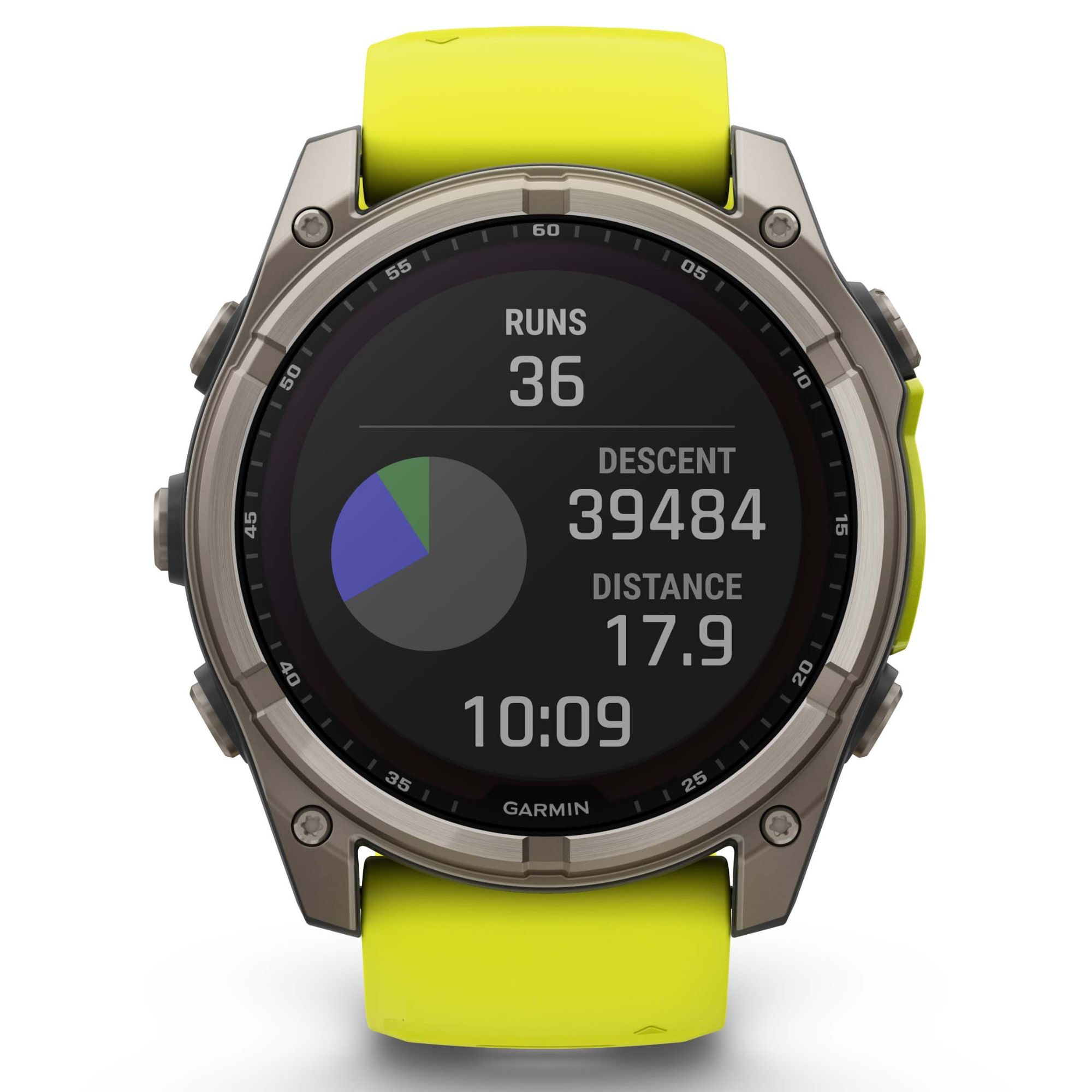 Montre Garmin Fénix 8 Sapphire Solar Edition Titane Titanium bracelet jaune-graphite 51 mm