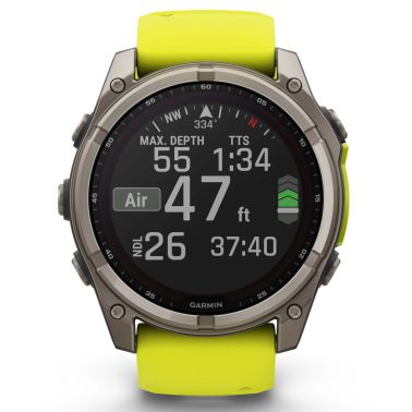 Garmin Fenix 8 Sapphire Solar Edition Titanium Titanium watch yellow/graphite silicone strap 51 mm